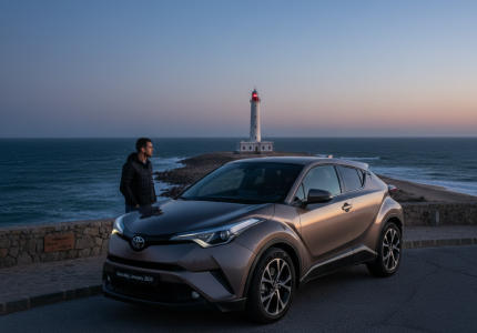 Toyota CHR Faro Trafalgar atardecer